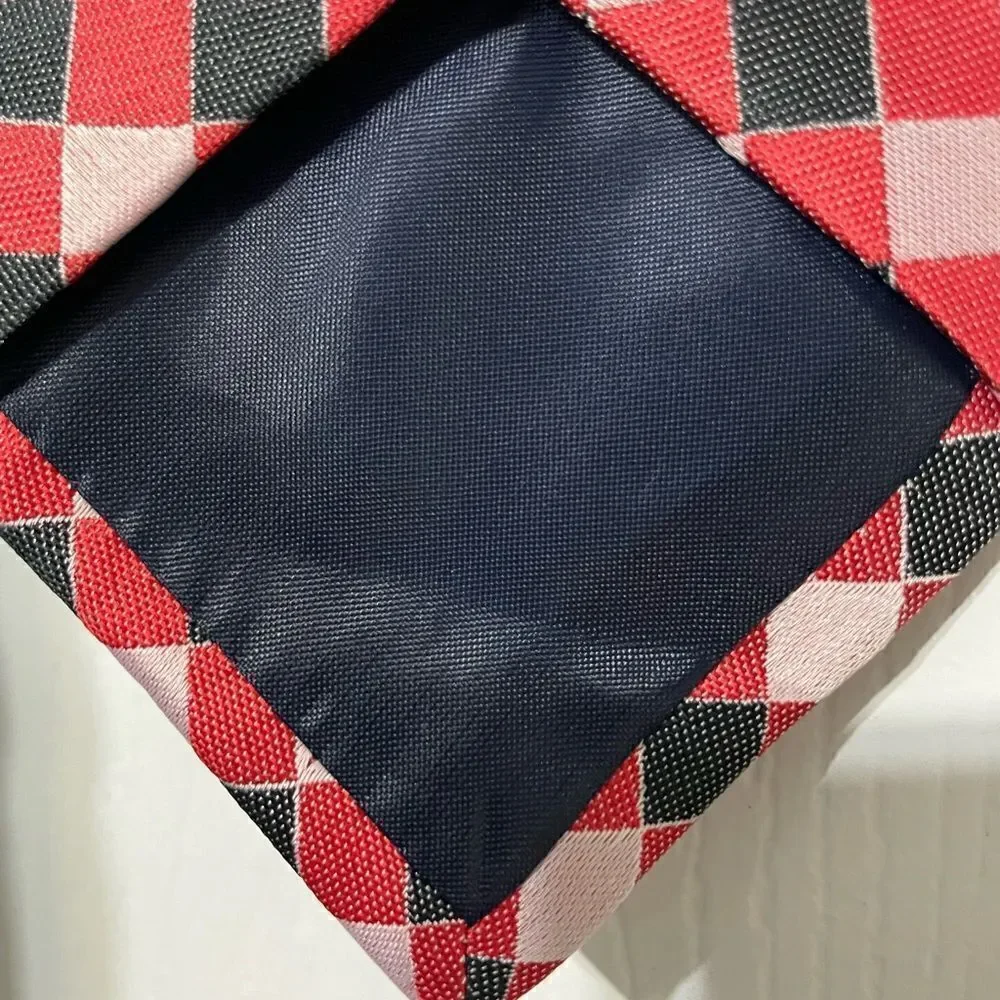 ‎Clarence Henningham Red and Gray Checkered Tie